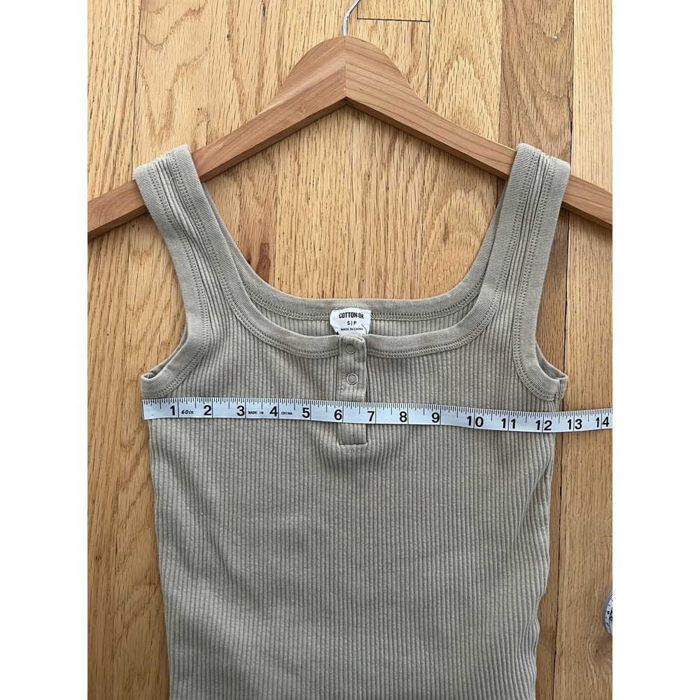 Cotton On Womens Ribbed Henley Tank Top Beige Taupe Scoop Neck Small NWOT - Picture 5 of 6